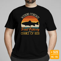 Fishing & PFG T-Shirt - Gift for Fisherman - Performance Fishing Gear - Weekend Forecast Trout Fishing With A Chance Of Beer Shirt - Black, Plus Size