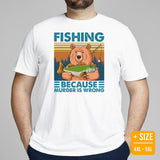 Fishing & PFG T-Shirt - Gift for Fisherman - Smokey The Bear Shirt - Master Baiter Shirt - Bass Fishing Because Murder Is Wrong Shirt - White, Women