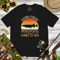 Fishing & PFG T-Shirt - Ideal Gift for Fisherman & Beer Lovers - Weekend Forecast Musky Fishing With A Chance Of Beer Shirt - Black