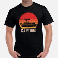 Fishing & Sailing Vacation Shirt, Outfit - Boat Party Attire, Clothes - Gift for Boat Owner, Boater, Fisherman - Vintage Captoon Tee - Black, Men