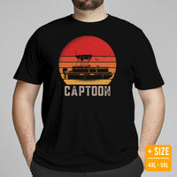 Fishing & Sailing Vacation Shirt, Outfit - Boat Party Attire, Clothes - Gift for Boat Owner, Boater, Fisherman - Vintage Captoon Tee - Black, Plus Size