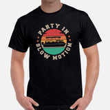 Fishing & Sailing Vacation Shirt, Outfit - Boat Party Attire - Gift for Boat Owner, Boater, Fisherman - Retro Party In Slow Motion Tee - Black, Men