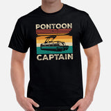 Fishing & Sailing Vacation Shirt, Outfit - Boat Party Attire - Gift for Boat Owner, Boater, Fisherman - Vintage Pontoon Captain Tee - Black, Men