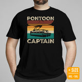 Fishing & Sailing Vacation Shirt, Outfit - Boat Party Attire - Gift for Boat Owner, Boater, Fisherman - Vintage Pontoon Captain Tee - Black, Plus Size