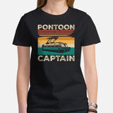 Fishing & Sailing Vacation Shirt, Outfit - Boat Party Attire - Gift for Boat Owner, Boater, Fisherman - Vintage Pontoon Captain Tee - Black, Women