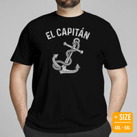 Fishing & Sailing Vacation Shirt, Outfit, Clothes - Boat Party Attire - Gift for Boat Owner, Boater, Fisherman - Funny El Capitan Tee - Black, Plus Size