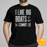 Fishing & Vacation Outfit - Boat Party Attire - Gift for Boat Owner, Boater, Fisherman - Funny I Love Big Boats And I Cannot Lie Tee - Black, Plus Size