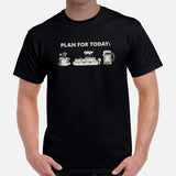 Fishing & Vacation Outfit - Boat Party Attire - Gift for Boat Owner, Boater, Fisherman, Beer & Coffee Lovers - Funny Plan For Today Tee - Black, Men
