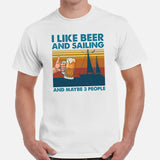Fishing & Vacation Outfit - Boat Party Attire - Gift for Boat Owner, Boater, Fisherman, Beer Lover - Funny I Like Beer And Sailing Tee - White, Men