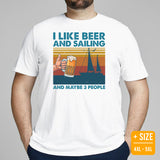 Fishing & Vacation Outfit - Boat Party Attire - Gift for Boat Owner, Boater, Fisherman, Beer Lover - Funny I Like Beer And Sailing Tee - White, Plus Size