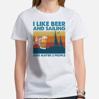 Fishing & Vacation Outfit - Boat Party Attire - Gift for Boat Owner, Boater, Fisherman, Beer Lover - Funny I Like Beer And Sailing Tee - White, Women