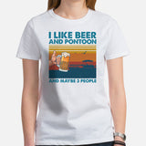 Fishing & Vacation Outfit - Boat Party Attire - Gift for Boat Owner, Boater, Fisherman, Beer Lovers - Funny I Like Beer And Pontoon Tee - White, Women