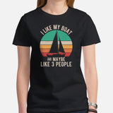 Fishing & Vacation Outfit - Boat Party Attire - Gift for Boat Owner, Boater, Fisherman - Vintage I Love My Boat And Maybe 3 People Tee - Black, Women
