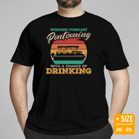 Fishing & Vacation Outfit - Boat Party Attire - Gift for Boat Owner - Funny Weekend Forecast Pontooning With A Chance Of Drinking Tee - Black, Plus Size