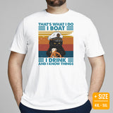 Fishing & Vacation Outfit, Clothes - Boat Party Attire - Gift for Boat Owner, Beer & Cat Lover - Funny I Boat I Drink & Know Things Tee - White, Plus Size