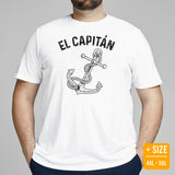 Fishing & Vacation Shirt, Outfit - Boat Party Attire - Gift for Boat Owner, Boater, Fisherman - Funny El Capitan Tee - White, Plus Size