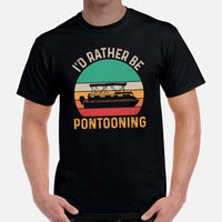 Fishing & Vacation Shirt, Outfit - Boat Party Attire - Gift for Boat Owner, Boater, Fisherman - Funny I'd Rather Be Pontooning T-Shirt - Black, Men
