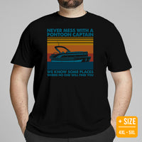 Fishing & Vacation Shirt, Outfit - Boat Party Attire - Gift for Boat Owner, Boater - Funny Never Mess With A Pontoon Captain T-Shirt - Black, Plus Size