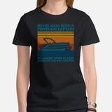 Fishing & Vacation Shirt, Outfit - Boat Party Attire - Gift for Boat Owner, Boater - Funny Never Mess With A Pontoon Captain T-Shirt - Black, Women