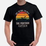 Fishing & Vacation Shirt, Outfit - Boat Party Attire - Gift for Boat Owner, Fisherman - Dad The Man The Myth The Pontoon Captain Tee - Black, Men