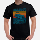 Fishing & Vacation Shirt, Outfit - Boat Party Attire - Gift for Boat Owner, Fisherman - Retro Proud Super Sexy Pontoon Captain Tee - Black, Men