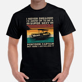 Fishing & Vacation Shirt, Outfit - Boat Party Attire - Gift for Boat Owner, Fisherman - Vintage Proud Super Sexy Pontoon Captain Tee - Black, Men
