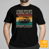 Fishing & Vacation Shirt, Outfit - Boat Party Attire - Gift for Boat Owner, Fisherman - Vintage Proud Super Sexy Pontoon Captain Tee - Black, Plus Size