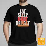 Fishing & Vacation Shirt, Outfit, Clothes - Boat Party Attire - Gift for Boat Owner, Boater, Fisherman - Eat Sleep Boat Repeat T-Shirt - Black, Plus Size