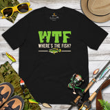 Fly-Fishing & PFG T-Shirt - Gift Ideas for Fisherman - Bass Masters & Pros Shirt - Master Baiter Shirt - WTF Where's The Fish Shirt - Black