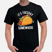 Foodie Gift Ideas, Presents For Foodies & Junk Food Lovers - Taco Tee Shirt - Cinco De Mayo Shirts - It's Tuesday Somewhere T-Shirt - Black, Men