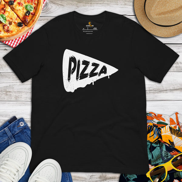 Foodie Gift Ideas, Presents For Foodies, Pizza Makers & Junk Food Lovers - Pizza Shirt, Outfit & Clothes - Pizza Slice Tee Shirt - Black