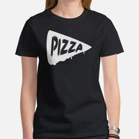 Foodie Gift Ideas, Presents For Foodies, Pizza Makers & Junk Food Lovers - Pizza Shirt, Outfit & Clothes - Pizza Slice Tee Shirt - Black, Women