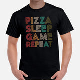 Foodie Gift Ideas, Presents For Foodies, Pizza Makers, Junk Food Lovers - Pizza Shirts & Clothes - Vintage Eat Sleep Pizza Repeat Tee - Black, Men