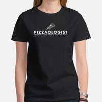 Foodie Gift Ideas, Presents For Foodies, Pizza Makers & Junk Food Lovers - Pizza Shirts, Outfit & Clothes - Pizzaologist Tee Shirt - Black, Women