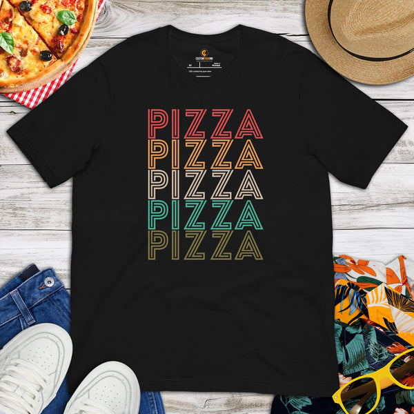 Foodie Gift Ideas, Presents For Foodies, Pizza Makers, Junk Food Lovers - Pizza Shirts, Outfit & Clothes - Vintage Pizza Tee Shirt - Black