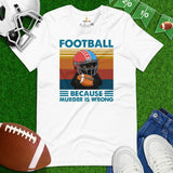 Football Tee - Black Cat Shirt - Game Day Shirt - Present for Cat Lover, Gift for Football Fan - Football Because Murder Is Wrong T-Shirt - White