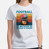 Football Tee - Black Cat Shirt - Game Day Shirt - Present for Cat Lover, Gift for Football Fan - Football Because Murder Is Wrong T-Shirt - White, Women