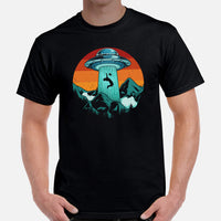 Football Tee - Game Day Shirt - Vintage Football Shirt - Gift for Football Fan & Player - Alien Shirt - UFO T-Shirt - Alien Abduction Shirt - Black, Plus SIze