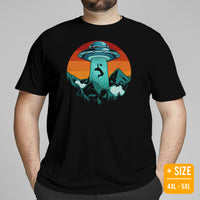 Football Tee - Game Day Shirt - Vintage Football Shirt - Gift for Football Fan & Player - Alien Shirt - UFO T-Shirt - Alien Abduction Shirt - Black, Plus Size