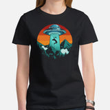 Football Tee - Game Day Shirt - Vintage Football Shirt - Gift for Football Fan & Player - Alien Shirt - UFO T-Shirt - Alien Abduction Shirt - Black, Women