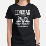 Football Fanatic T-Shirt - Gift Ideas for Football Fans - Game Day Shirt - Lineman Because Brick Wall Isn't An Official Position Shirt - Black, Women