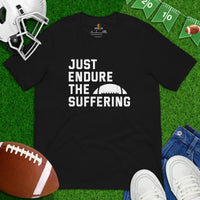 Football Tee - Game Day Shirt - Funny Football Shirt - Football Coach Present, Gift for Football Player - Just Endure The Suffering T-Shirt - Black