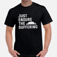 Football Tee - Game Day Shirt - Funny Football Shirt - Football Coach Present, Gift for Football Player - Just Endure The Suffering T-Shirt - Black, Men