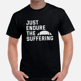 Football Tee - Game Day Shirt - Funny Football Shirt - Football Coach Present, Gift for Football Player - Just Endure The Suffering T-Shirt - Black, Men