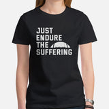 Football Tee - Game Day Shirt - Funny Football Shirt - Football Coach Present, Gift for Football Player - Just Endure The Suffering T-Shirt - Black, Women
