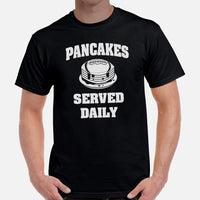 Football Tee - Game Day Shirt - Funny Football Shirt - Football Lineman T-Shirt - Gift for Football Fan - Serving Pancakes Daily T-Shirt - Black, Men