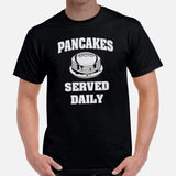 Football Tee - Game Day Shirt - Funny Football Shirt - Football Lineman T-Shirt - Gift for Football Fan - Serving Pancakes Daily T-Shirt - Black, Men
