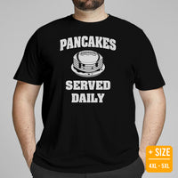 Football Tee - Game Day Shirt - Funny Football Shirt - Football Lineman T-Shirt - Gift for Football Fan - Serving Pancakes Daily T-Shirt - Black, Plus Size