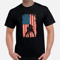 Football Tee - American Flag Shirt - Game Day Shirt - USA Flag T-Shirt - Football Lineman T-Shirt - Gift for Football Fan, Coach & Player - Black, Men