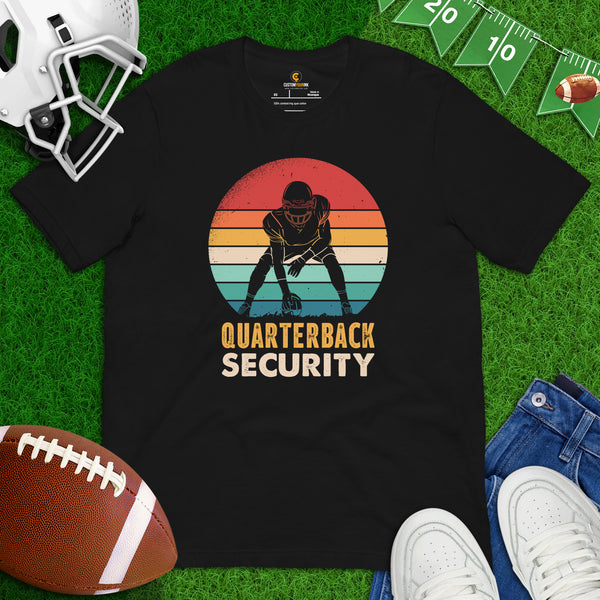 Football Tee - Game Day Shirt - Funny Football Shirt - Football Lineman Shirt - Gift for Football Fan & Player - Quarterback Security Shirt - Black
